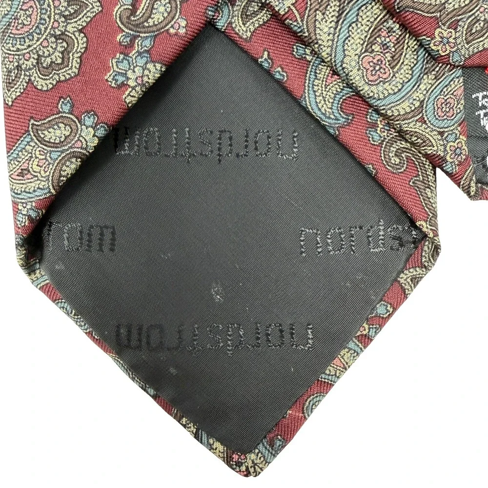 Robert Talbott Nordstrom Silk‎ Paisley Tie Red Blue Gold 63.5x3